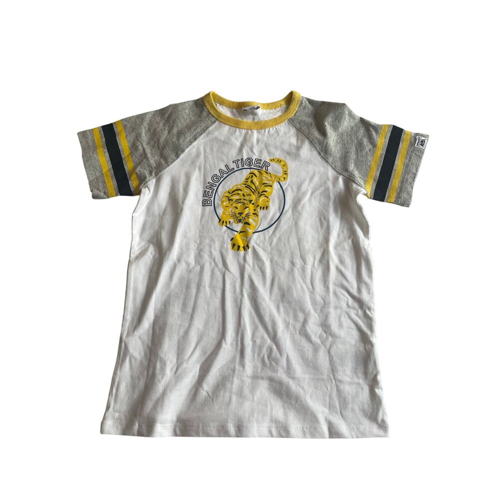 Art & Eden Bengal Tiger Print Raglan Tee - White/Yellow